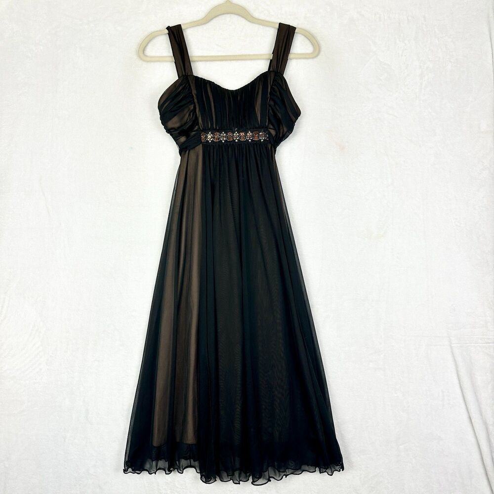 Connected Apparel Vintage Mesh Overlay Whimsigoth Midi Dress Size 6 Fairy